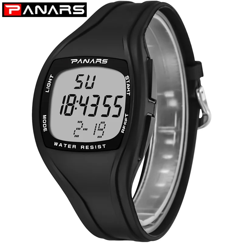 Vente PANARS Hommes Sport Montre Calories Chronographe G Carré Noir Montres Choc Étanche Numérique Montres Cadeau Minimaliste