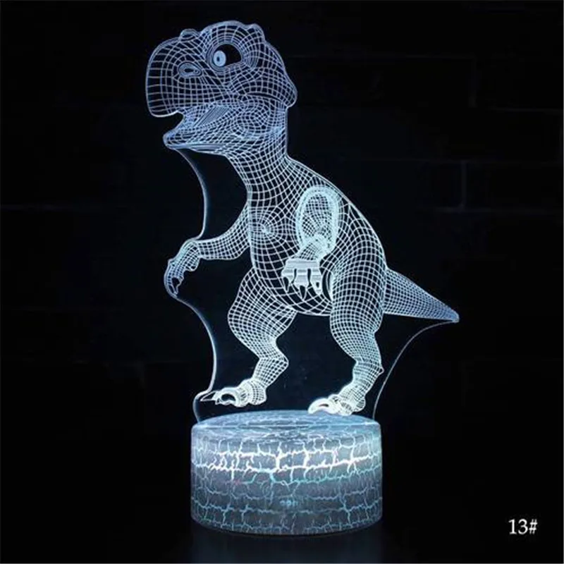 7/16 Цвета динозавр 3D светодиодный Ночной светильник дистанционного Управление светодиодный ночной Светильник для детей Рождественский подарок Дистанционное Управление настольные лампы D30