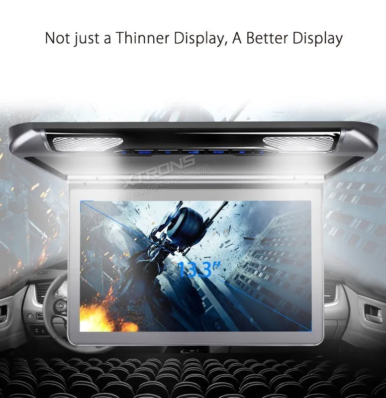 Excellent NEW!13.3" 1080P Video HD Digital TFT Car MPV Roof Flip Down Slim Monitor Overhead Player Wide Screen Ultra-thin with HDMI Input 6