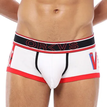 

ORLVS brand Men Underwear Boxers U convex breathable Cotton pouch slip homme Cotton sexy cuecas gay men Shorts