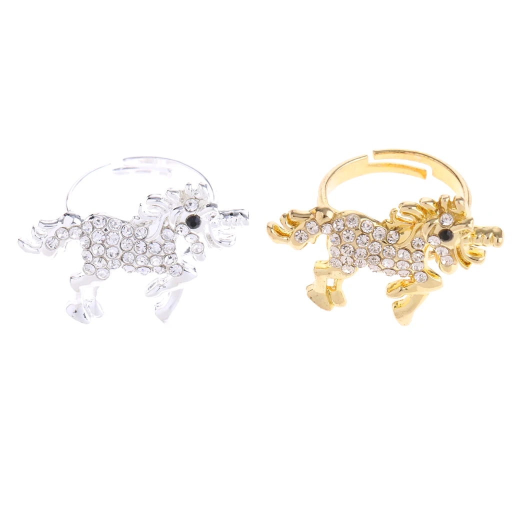 

Shiny Crystal Unicorn Ring Magical Horse Fantasy Jewelry Wedding Birthday Party Gift