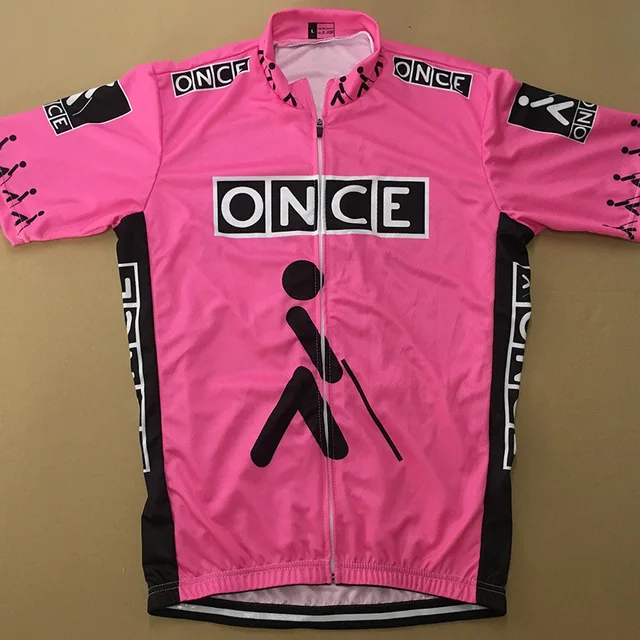 Pro Team Racing Pink ONCE Men Cycling Jersey Short Sleeve Summer Quick