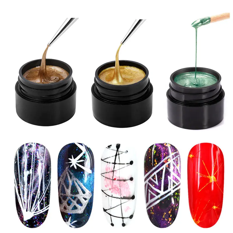 Günstig M. ladea 5ml Nagel Spinne Gel Web Malerei Kreative Nail art UV Gel Draht Zeichnung Elastizität Punkt Linie Weg Tränken gel Spinne Lack