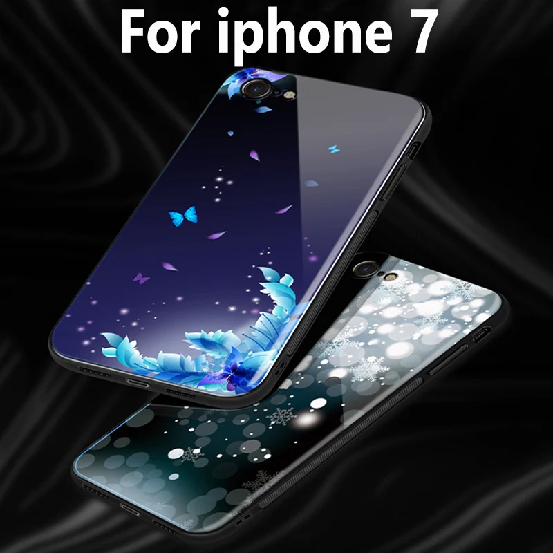 2pcs For iphone 7 case Tempered glass back cover For iphone7 case shell ...