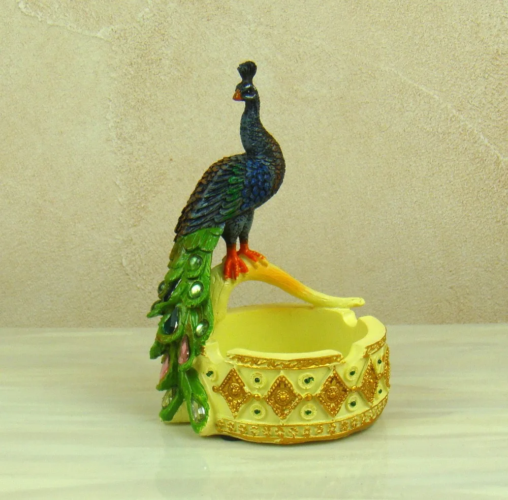 Handmade Peacock Miniature Figurine Decorative Resin Animal Organizer Box Mascot Trinket Gift and Craft Ornament Accessories | Дом и сад