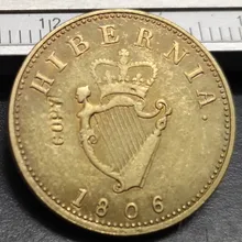 1806 Ireland 1 Farthing-Джордж II type ". D: G. REX." Копия медная монета