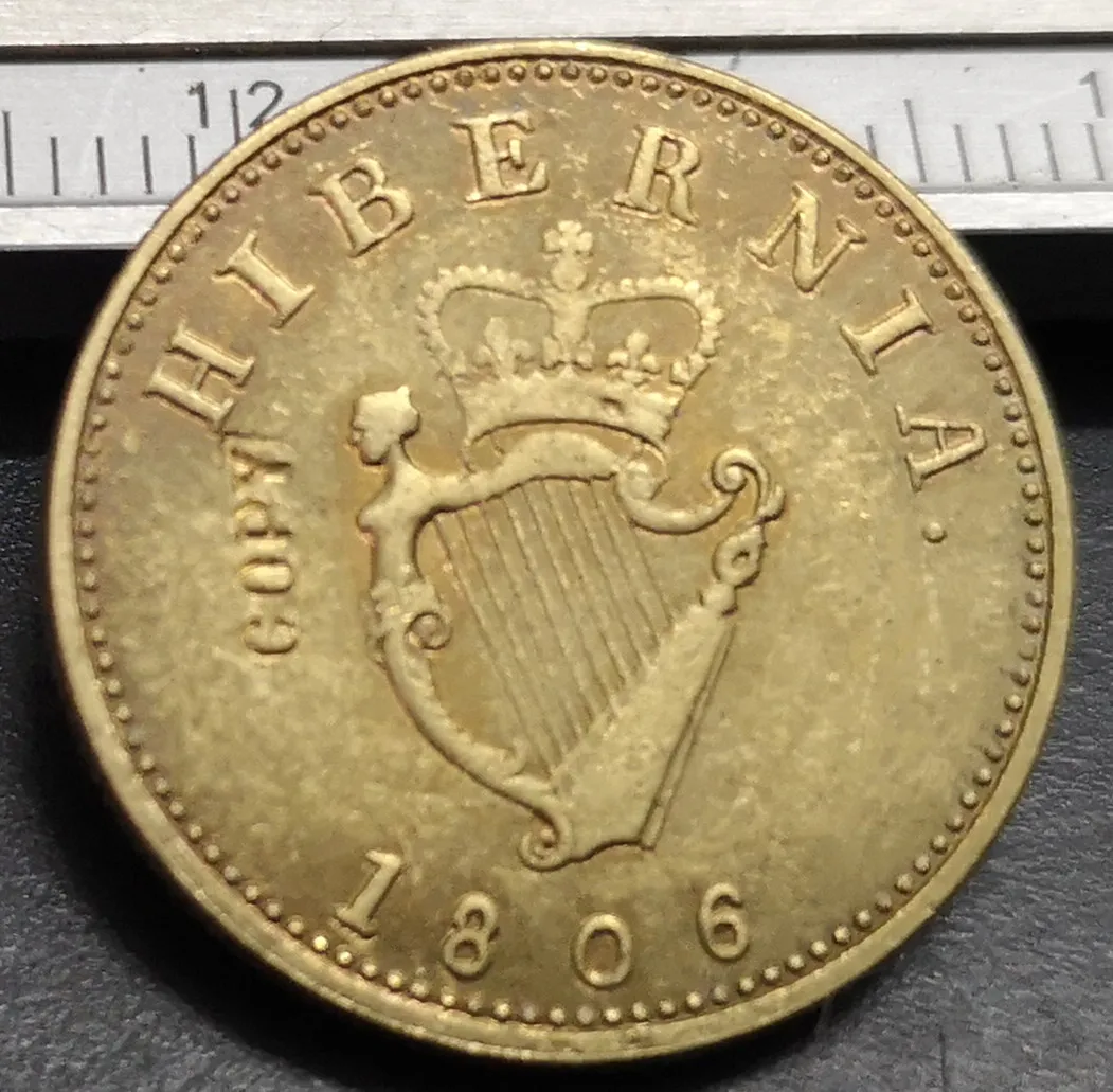 

1806 Ireland 1 Farthing-George II Type ".D:G.REX."Copy Copper Coin