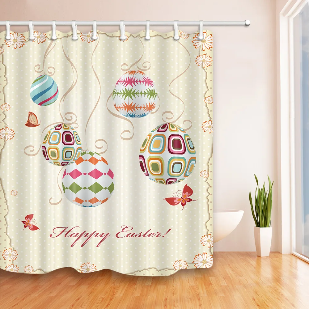 Printing Polyester Shower Curtain Waterproof Bathroom Curtain with