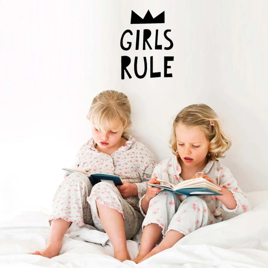 

Girl Boys Rule Wall Sticker For Kids Bedroom Removable Wallpaper Art Decals Nursery Room DIY Home Goods Decor Alphabets Murals