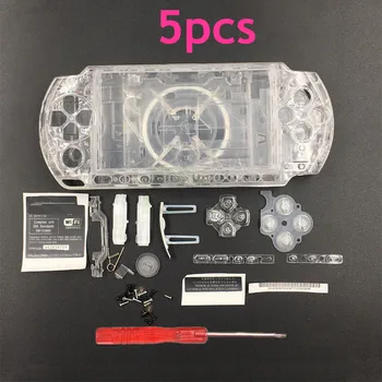 

E-house 5pcs Clear Housing Case Cover replacement for PSP3000 PSP 3000 Game Console Shell Housing with Buttons