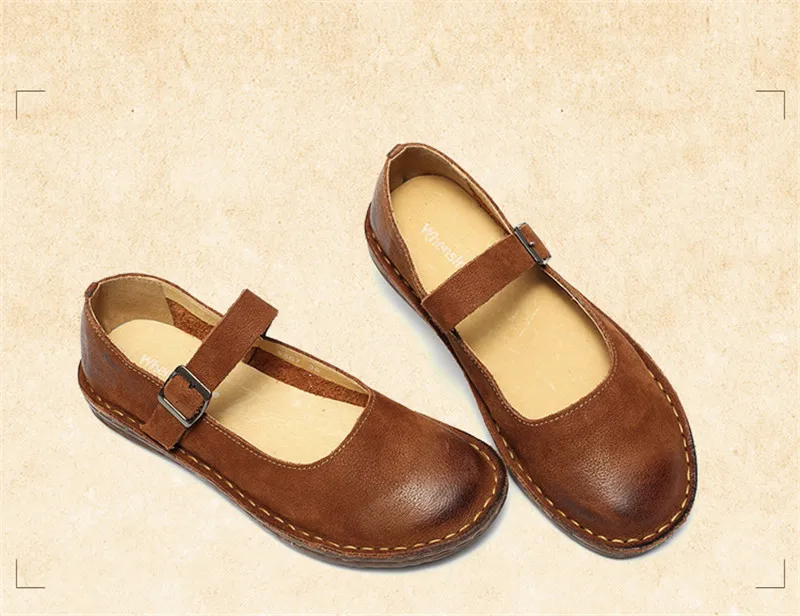 Обувь из натуральной кожи на плоской подошве для беременных женская обувь сплошной круглый носок мать мокасины для вождения Женская обувь на плоской подошве большой размер 35–42 - Цвет: Photo color Brown