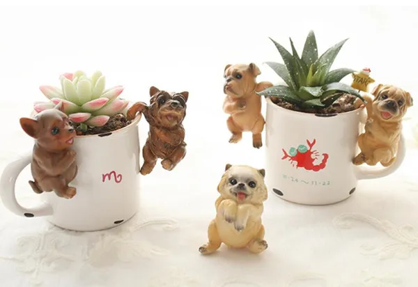 Cute dog Mini Figure PVC toy succulent plant cake car office cup decoration party supply pet doggy kids gifts6