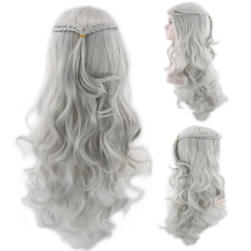 Online Juego de tronos Daenerys Targaryen Cosplay peluca pelo sintético largo ondulado dragón de madre pelucas disfraz de fiesta de Halloween para mujeres