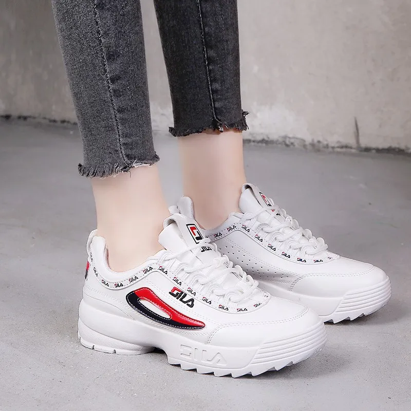 dad shoes new fashion lace-up round-toe breathable plaftorm sneakers dad sneakers women white shoes casual shoe