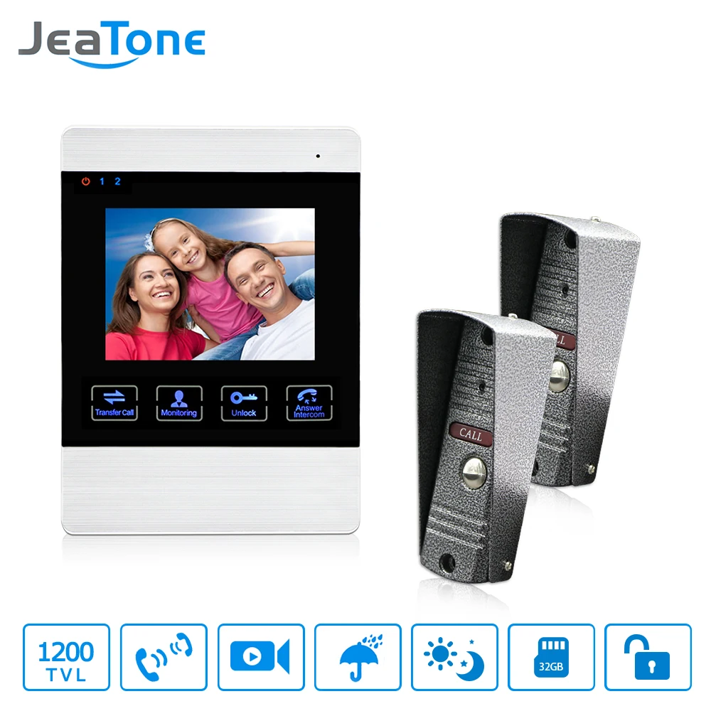 Us 132 9 40 Off Jeatone 1200tvl Wired Door Bell 1200tvl Front Door Camera Video Monitoring Unlocking Talking Intercom System Doorphone In Video