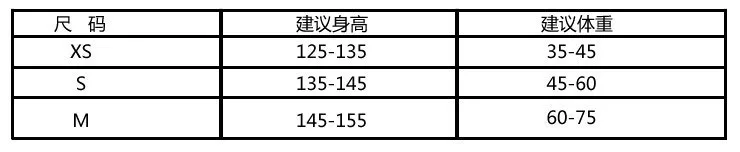 size chart for child