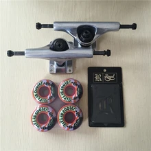 2016 Free Shipping Skateboard Parts Blank Aluminum 5.25″ Skateboard Trucks And Girl PU Skate Wheels with Royal Riser Pads