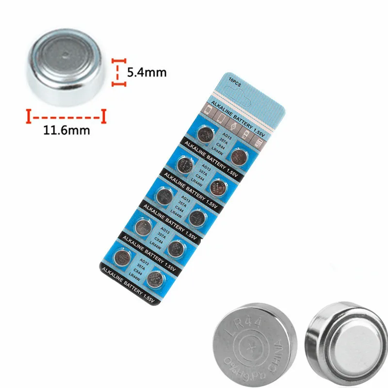 

100Pcs (10card) AG13 Button Cell Battery 357A A76 303 LR44 SR44SW SP76 L1154 RW82 RW42 Long Lasting watch toys