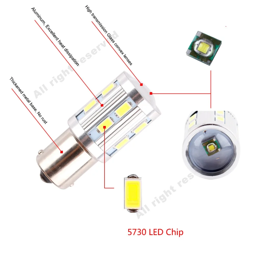 2 шт. 1156 BA15S R5W 12 SMD Обратный лампы высокой Мощность лампа p21w R5W R10W Автомобильный светодиодный лампы Задний тормоз источник света парковка дневные ходовые огни 12V Белый