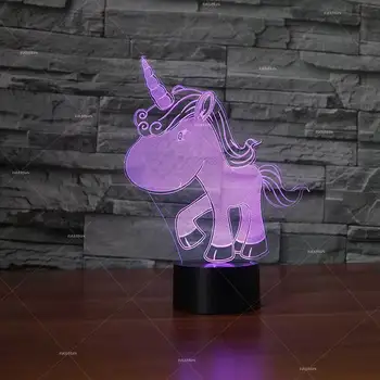 

Unicorn LED Night light 3D Optical Illusion Touch Smart 7 Colors Night Light Table Lamp with USB Power Cable,Cute Cartoon Shape