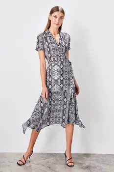 

Trendyol Gray Kemerli Patterned Women Long Dress TWOAW20EL0083