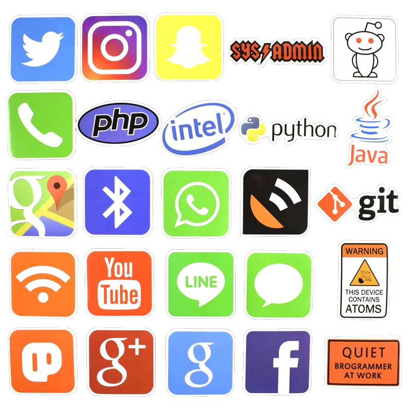 Programming Language Internet Java JS Php Html Cloud Docker Bitcoin Logo Cool Stickers for Laptop Car DIY Stickers