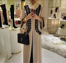 Для женщин мода макси элегантное платье вышивка Vestidos мусульманских Абаи Исламская Дубай Арабский Кафтан Костюмы Леди кружева платье