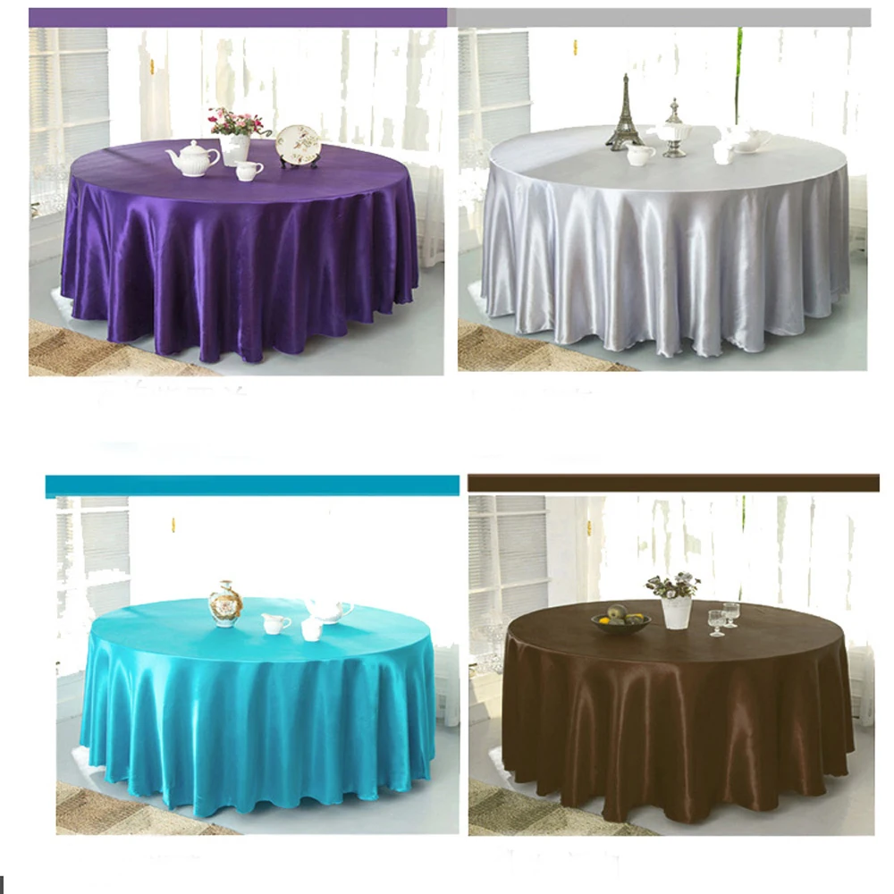  10pcs/Pack Silver Color 120 Inch Round Satin Tablecloths Table Cover for Wedding Party Restaurant B