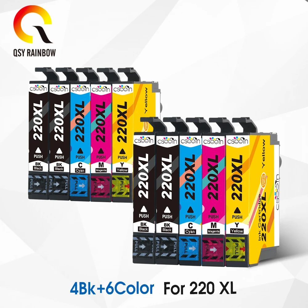 QSYRAINBOW 10 PK 220xl T220 чернильный картридж совместимый для Epson Workforce WF-2630 WF-2650 WF-2660 XP-320
