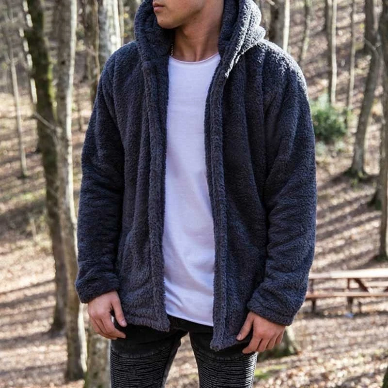 

New Brand Winter Thick Men Warm Fleece Teddy Jacket drop ship Bomber Cardigan top Coat for fashion Tracksuit Male Fleece Hoodies