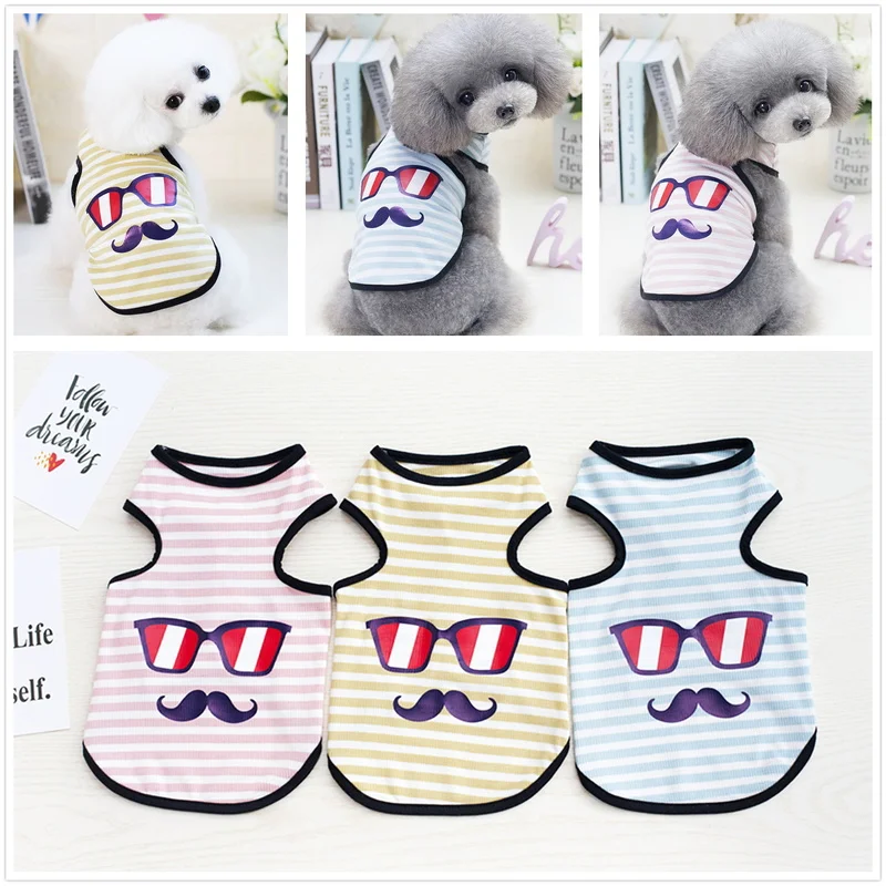 

Newest 100% Cotton Summer Dog Coat Waistcoat Clothing Fashion Printed Pet Cat Clothes Cool Breathable Small Dog Bulldog Jacket
