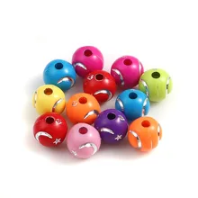 DoreenBeads Contas Acrílicas Redondas Aleatoriamente Padrão Lua Jóias DIY Apreciação Sobre 10mm( 3/8