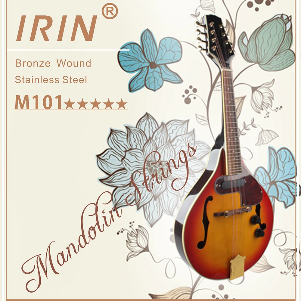 ИРИН M101 полный набор Струны для мандолины бронзовая рана из нержавеющей стали серебро и глоден Цвет(. 010-.034