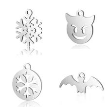 10 teile/los 316L Edelstahl Schneeflocke/Bat/Böse Kitty Hohl Handwerk Charms Weihnachten/Halloween Baumeln Anhänger DIY schmuck Machen