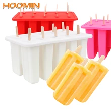 HOOMIN силиконовые емкости для мороженого самодельный Лед Крем куб лоток леденец формочки для льда Форма для мороженого с крышкой сумки с 50 палочек