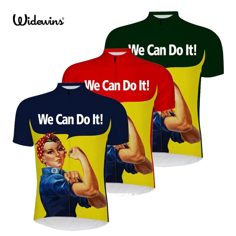 Новая мультяшная велосипедная рубашка we can do it синяя забавная с коротким рукавом