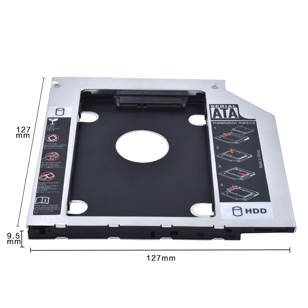 TISHRIC алюминиевый Универсальный 2nd HDD Caddy 9,5 мм SATA 3,0 Optibay чехол 2," SSD DVD привод коробка корпус адаптер для ноутбука