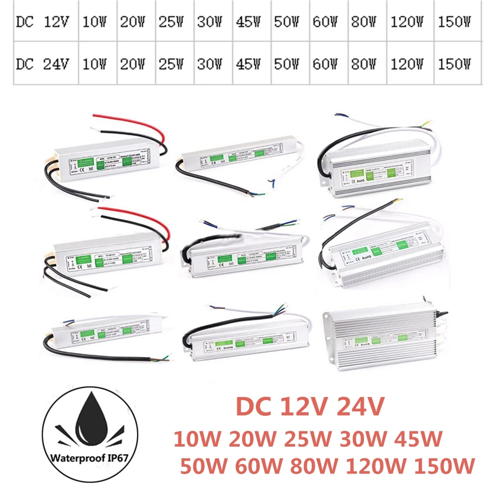 DC 12V 24V IP67 Waterproof Transformers Power Supply LED Driver 12 24 V Volt 220V to 12V 10W 20W 25W 30W 45W 50W 60W Led Lamp DC 12V 24V IP67 Waterproof Transformers Power Supply LED Driver 12 24 V Volt 220V to 12V 10W 20W 25W 30W 45W 50W 60W Led Lamp