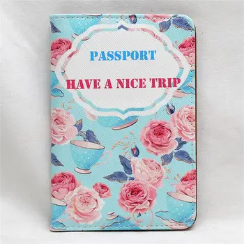 

Cute Flower Pattern Travel Passport Cover Document Card Travel Passport Holder Credit Card Case Ladies ID Card Wallet for Trip