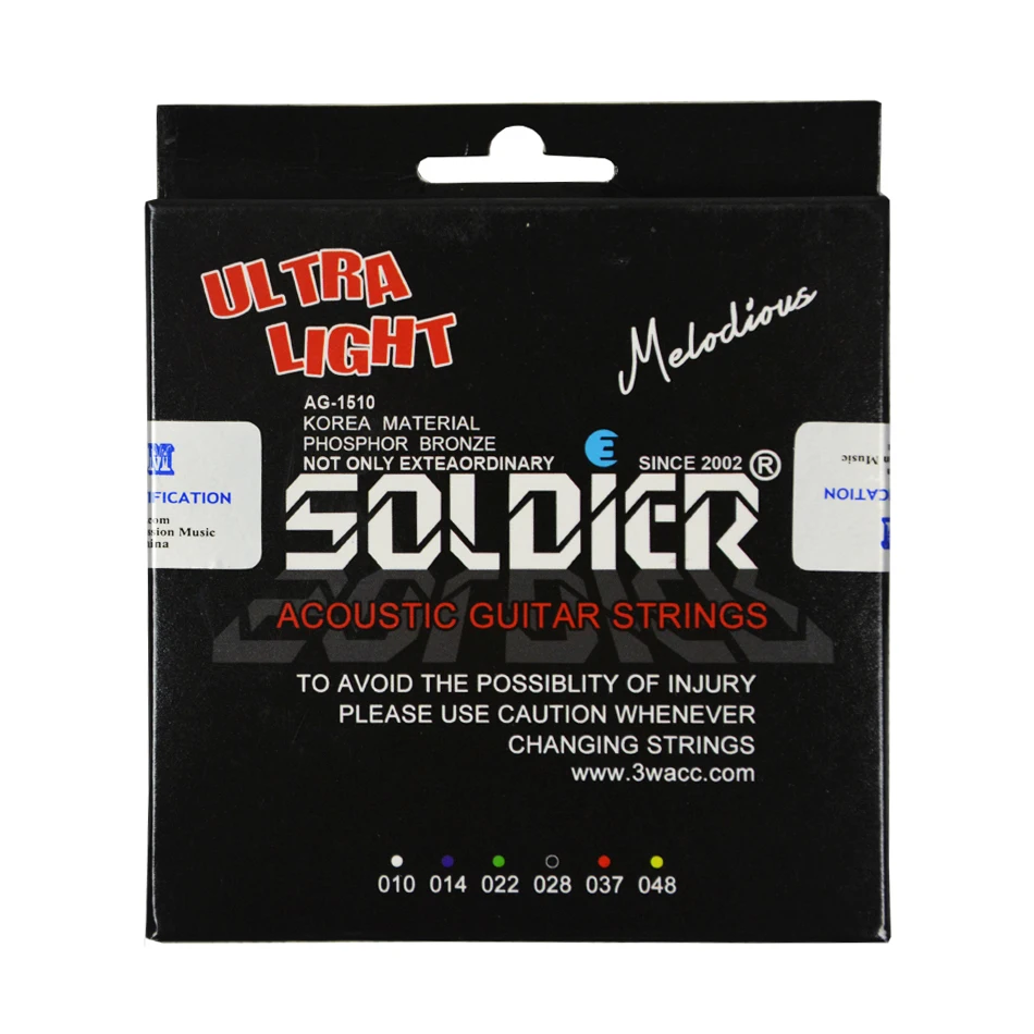 Envío libre soldado profesional Corea bronce fosforado 1 Unidades guitarra acústica folk guitarra cuerdas ultra ligero estupendo