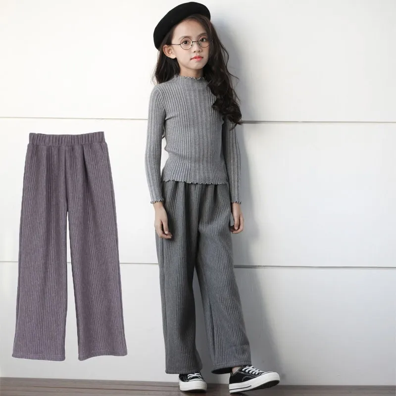 

Back To School Clothing Autumn Winter Big Girl Pants Teenage Trousers Straight Kids Pants For Girls Mother And Daughter Clothes