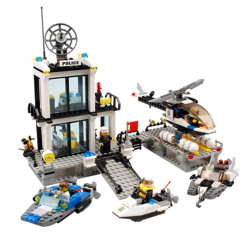 KAZI 536pcs Building font b Blocks b font Police Station Prison Figures Compatible Legoed City Enlighten