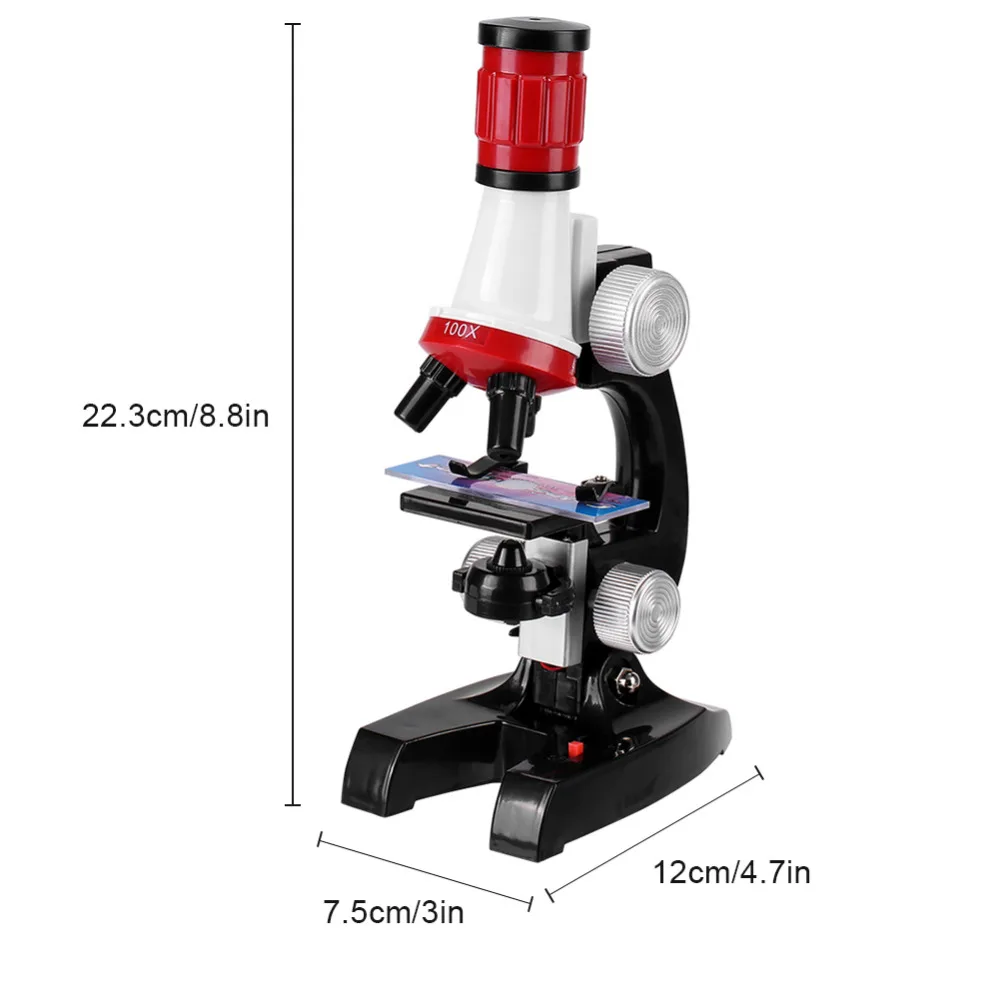 Детский обучающий микроскоп, набор, научная лаборатория, светодиодный, лупа, 100-1200X увеличение, школьный увеличительный Набор инструментов с пинцетом