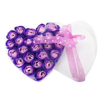 

Lovely 24 Pcs Red Scented Bath Soap Rose Petal in Heart Box