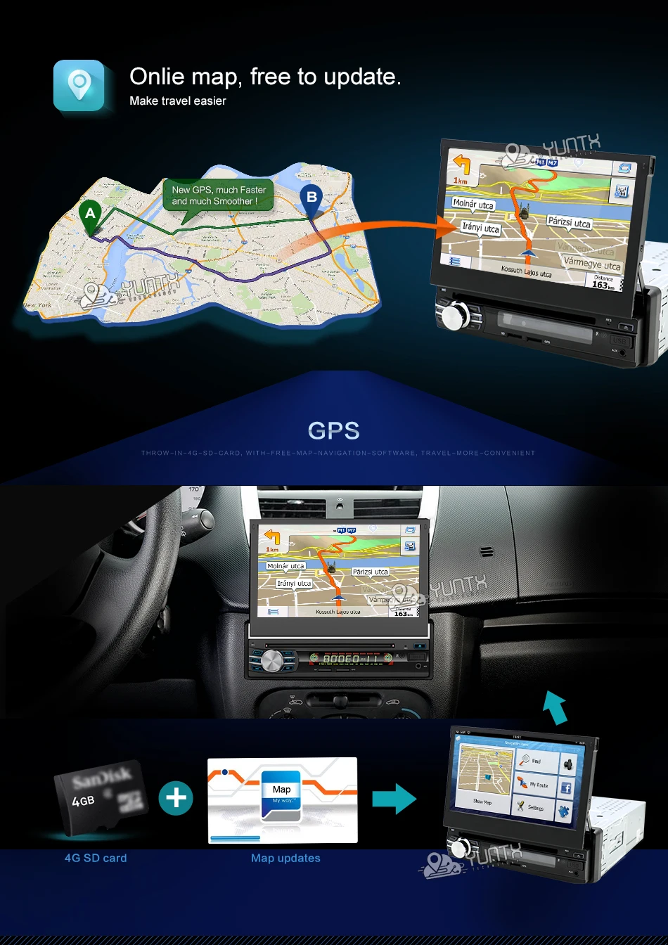 Sale 7inch Android 6.0 Quad Core Motorized Detachable Multi-touch Screen One Din Car DVD Player with OBD2 and DAB+support 15