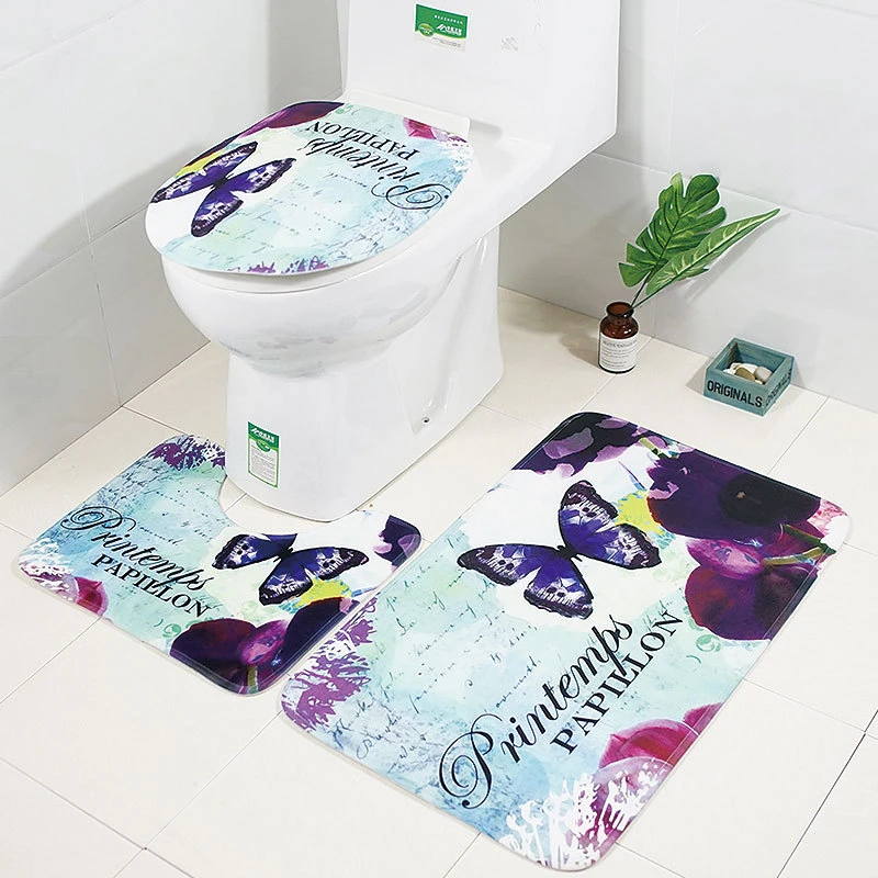 3 PCS Super Water Absorbent Bath Mat Set American Style Clear Scenic