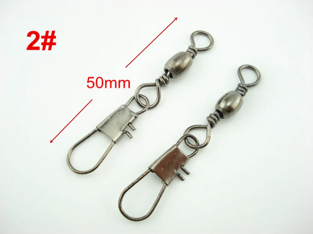 100Pcs*2 Fishing Brass Barrel Swivel With Interlock Snap Fishing Hook