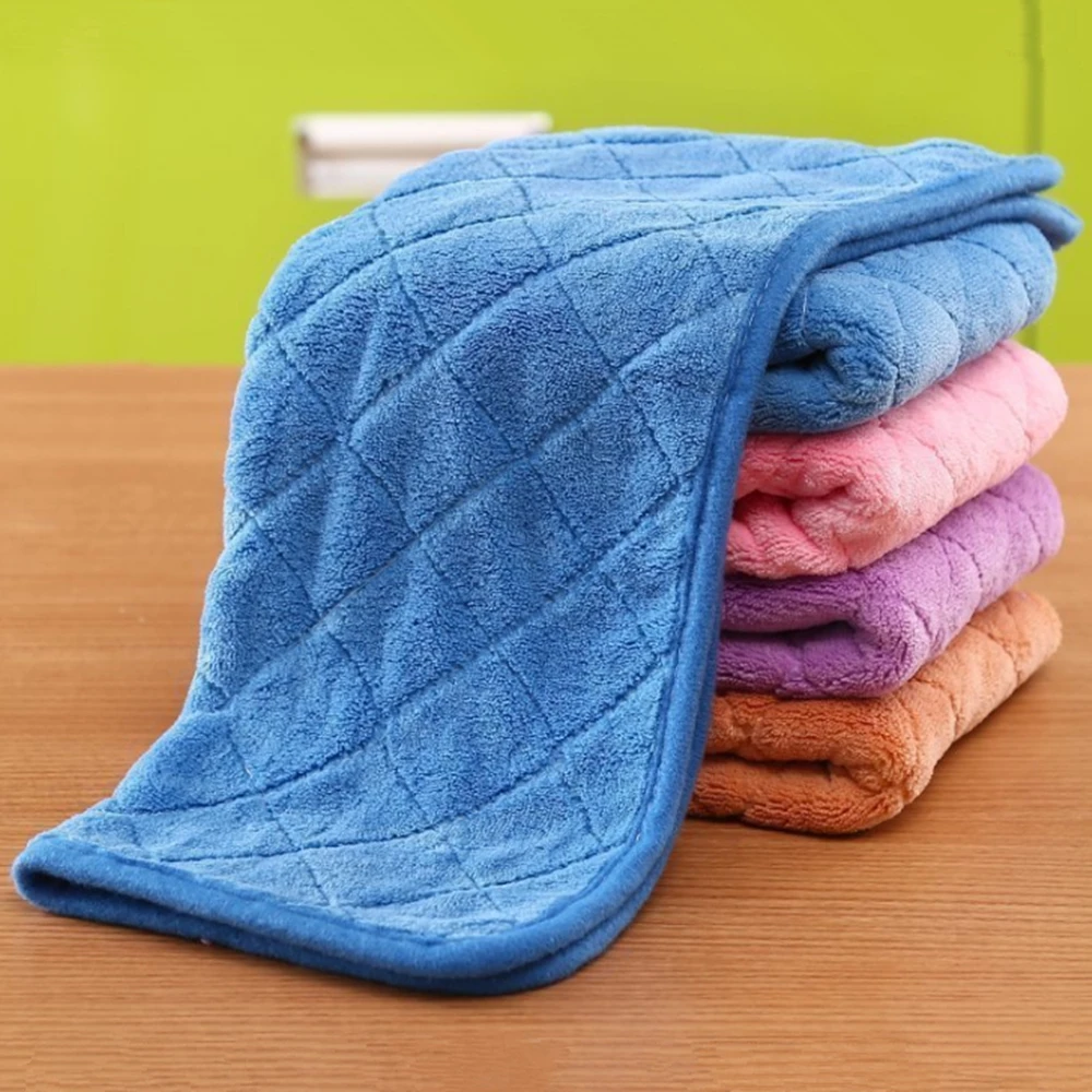 5PCS Double thick cleaning cloth coral fleece cloth water absorption