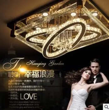 

Living room lamp rectangular LED ceiling lamp crystal lamp simple modern atmosphere bedroom lamp remote control lighting fixture