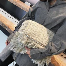 Новая модная шерстяная сумка-мессенджер с цепочкой через плечо брендовая дизайнерская сумка на плечо ретро сумка